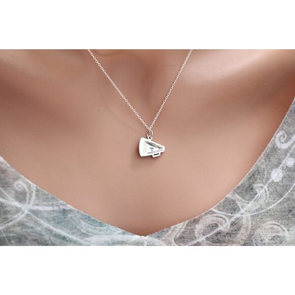 Sterling Silver Cheer Megaphone Charm - Sports Charms Necklace - Picture 4 of 4